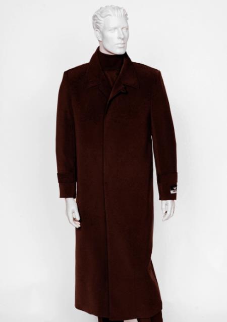 Mens Duster Coat - Duster Overcoat - "Burgundy" Coat