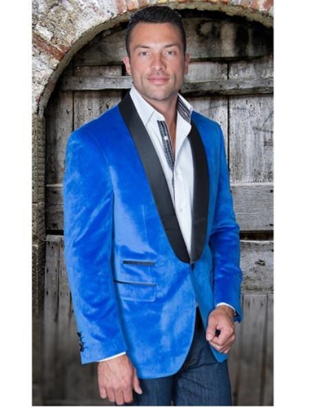 1 Button Reversible Sequin Blazer In Royal Blue and Black Ranch Jackets