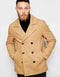 Camel Hair Top Coat - Double Breasted Coats - Big and Tall Peacoat - Top coats For Mens