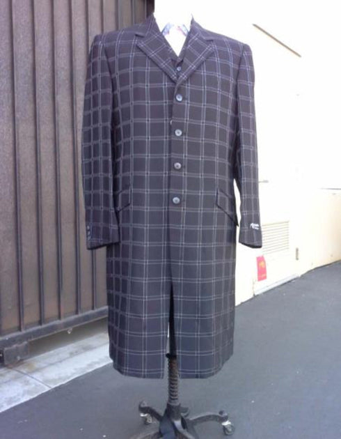 Men's Windowpane Pattern Black Suit