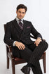 Mens Double Breasted 1920's Wide Bold Gangster Pinstripe Suit In Black