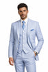 Mens 2 Button Vested Summer Seersucker Blue Suit