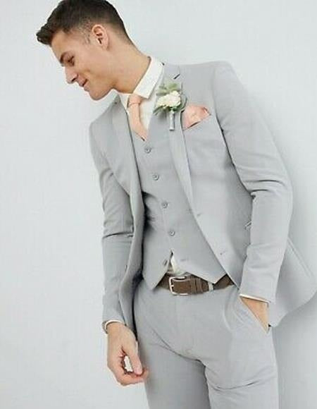 Mens Suits > Suits > Gray Groom Suit Overshirts