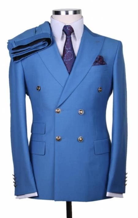 Royal Blue Slim Fit Suit Aviator Jackets