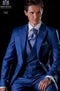 Mens Suits With Double Breasted Vest - Single Button Peak Lapel Royal Blue Suits