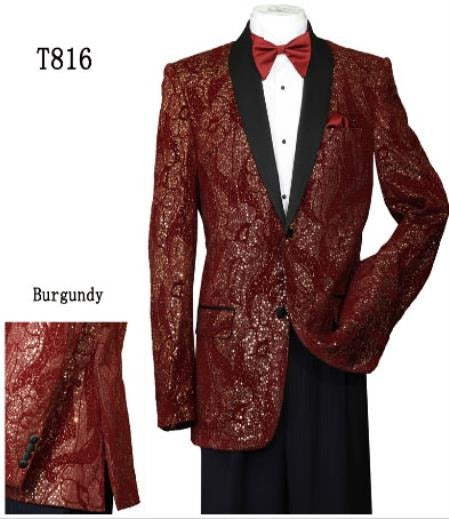 Red and Gold Tuxedo Dinner Jacket Brush Jackets