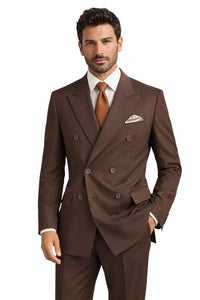 Pleated Suit - Mens Suits With Pleated Pant -  Regular Fit Suit - Brown Suit