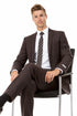 Men's Basic 2 Button Slim Fit Wedding Brown Suit