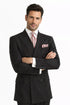 Mens Classic Wool Double Breasted Suit in Black