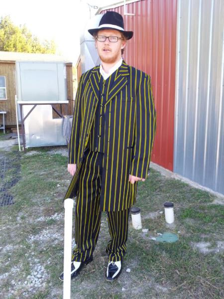 Mens Pinstripe  Matching Shoes Suit Black And Yellow