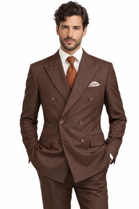Pleated Suit - Mens Suits With Pleated Pant -  Regular Fit Suit - Brown Suit