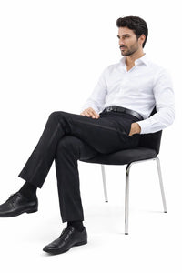 Men's Modern Fit Flat Front Tuxedo Separates Pants in Black