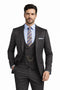Men’s Two Button Vintage Style Slim Fit Vested Plaid Black Suit