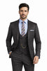 Men’s Two Button Vintage Style Slim Fit Vested Plaid Black Suit