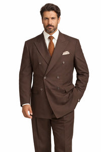 Pleated Suit - Mens Suits With Pleated Pant -  Regular Fit Suit - Brown Suit