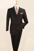 Mens Classic Wool Double Breasted Suit in Black
