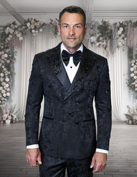 Mens Black Double Breasted Tuxedo
