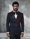 Mens Black And Red Sequin Double Breasted Tuxedo