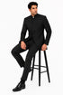 Apollo King Black Mandarin Collar Suit