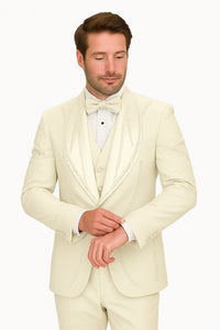 Off White Italian Wool 3-Piece Modern Fit Tuxedo