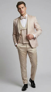 Men's Pink Floral Shawl Lapel Tuxedo Set for Wedding & Prom