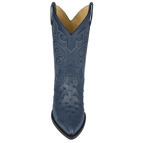 J Toe Cowboy Boots - J Toe Western Boots - Los Altos Boots - Mens Dress Cowboy Boot - Low Priced Blue Ostrich Cowboy Boots J-Toe - in Blue