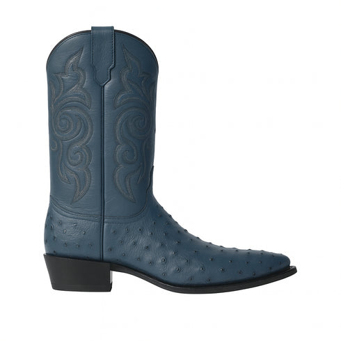 J Toe Cowboy Boots - J Toe Western Boots - Los Altos Boots - Mens Dress Cowboy Boot - Low Priced Blue Ostrich Cowboy Boots J-Toe - in Blue
