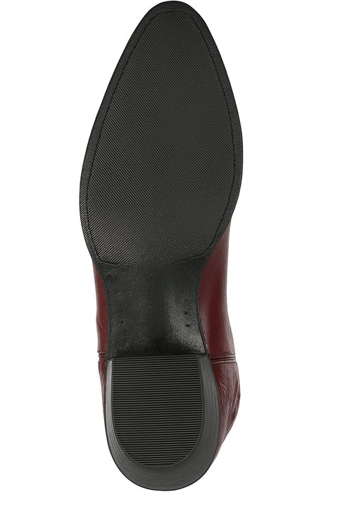 J Toe Cowboy Boots - J Toe Western Boots - Los Altos Boots - Mens Dress Cowboy Boot - Low Priced Burgundy Eel Cowboy Boots J-Toe- in  Burgundy