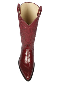 J Toe Cowboy Boots - J Toe Western Boots - Los Altos Boots - Mens Dress Cowboy Boot - Low Priced Burgundy Eel Cowboy Boots J-Toe- in  Burgundy