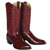 J Toe Cowboy Boots - J Toe Western Boots - Los Altos Boots - Mens Dress Cowboy Boot - Low Priced Burgundy Eel Cowboy Boots J-Toe- in  Burgundy