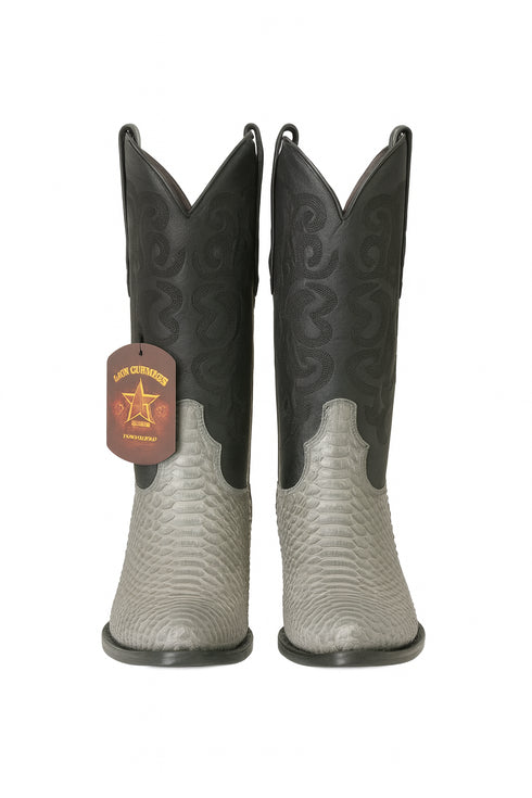 J Toe Cowboy Boots - J Toe Western Boots - Los Altos Grey J-Toe Genuine Python