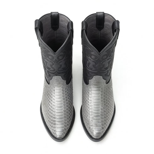 J Toe Cowboy Boots - J Toe Western Boots - Los Altos Grey J-Toe Genuine Python