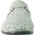 Bravo Mens Modern Glitter Sequin Prom Tuxedo Buckle Loafer in Silver Grey - Men's Dress Shoes