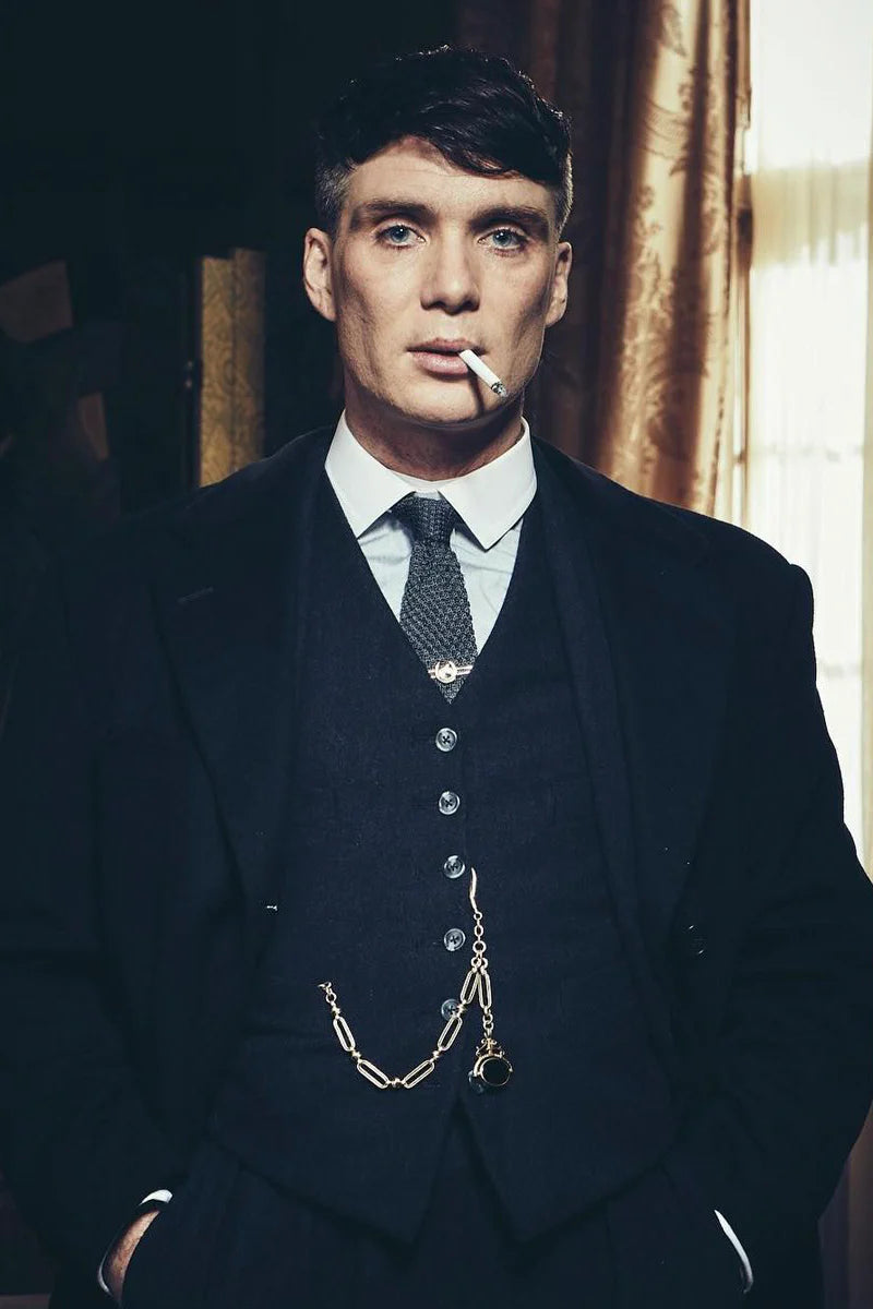 Mens Peaky Blinders Costume Thomas Shelby Vested Suit & Overcoat ...