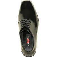 Bravo Mens Classic Plain Square Toe Shiny Patent Tuxedo Dress Shoe in Black