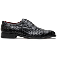 Marco Di Milano John Woven Caiman Crocodile Oxfords Black