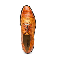 Marco Di Milano John Brandy Shoes Exotic Caiman Crocodile / Woven Leather Dress Oxfords