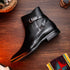 Zelli Jodphur Black Italian Calfskin Double Buckle Strap Boot