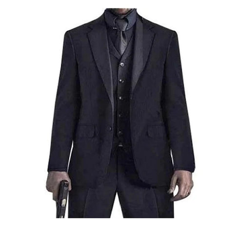 Mens John Wick Vested Black Suit Package + Shirt & Tie