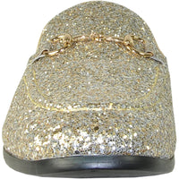 Bravo Mens Modern Glitter Sequin Prom Tuxedo Loafer in Gold - Men's Dress Shoes
