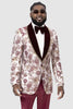 Mens One Button Vintage Style Burgundy & Gold Prom Tuxedo Dinner Jacket