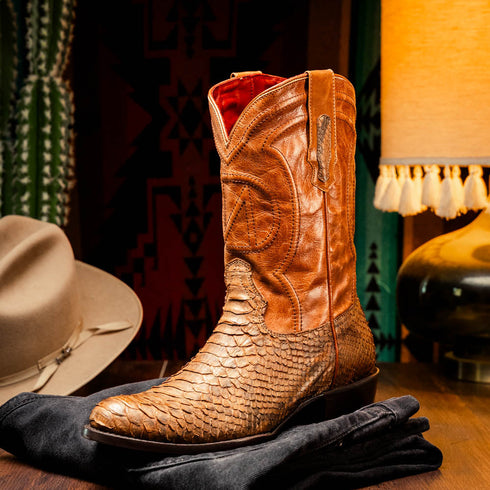 Marco Di Milano Kansas Cognac Round Toe Cowboy Boots