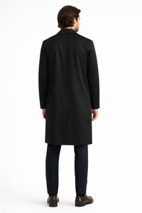 Mens Beige Trench Coat – Classic Long Overcoat with Button Front - Raincoat in Khaki Color