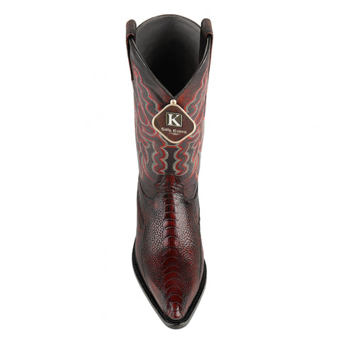 Mens King Exotic Ostrich Leg Boots Black Cherry (4980518)
