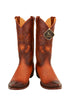 Men's King Exotic Snip Toe Sharkskin Boots Handcrafted Burnished Cognac (494RD0903)
