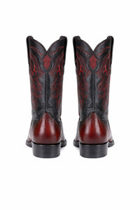 King Exotic Men's Ostrich Leg Faded Burgundy Cowboy Boots - H79 Dubai Toe