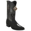 Men's King Exotic Snip Toe Stingray Boots Single Stone Handmade Black (4941205-)