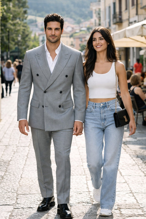 Kingsman Harry Light Grey Double Breasted Suit