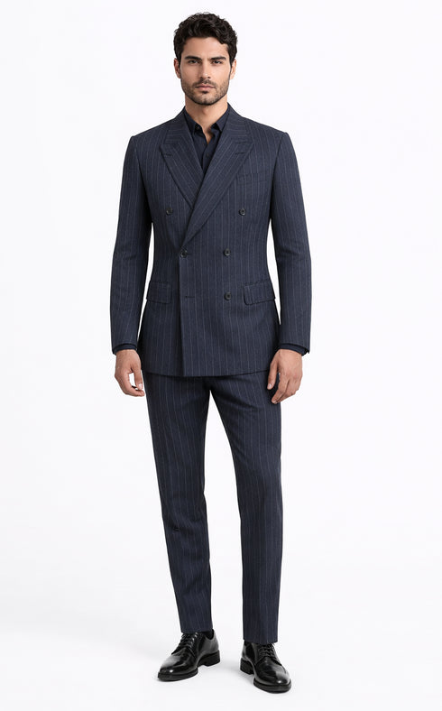 Kingsman Harrys Pinstriped Blue Double Breasted Suit