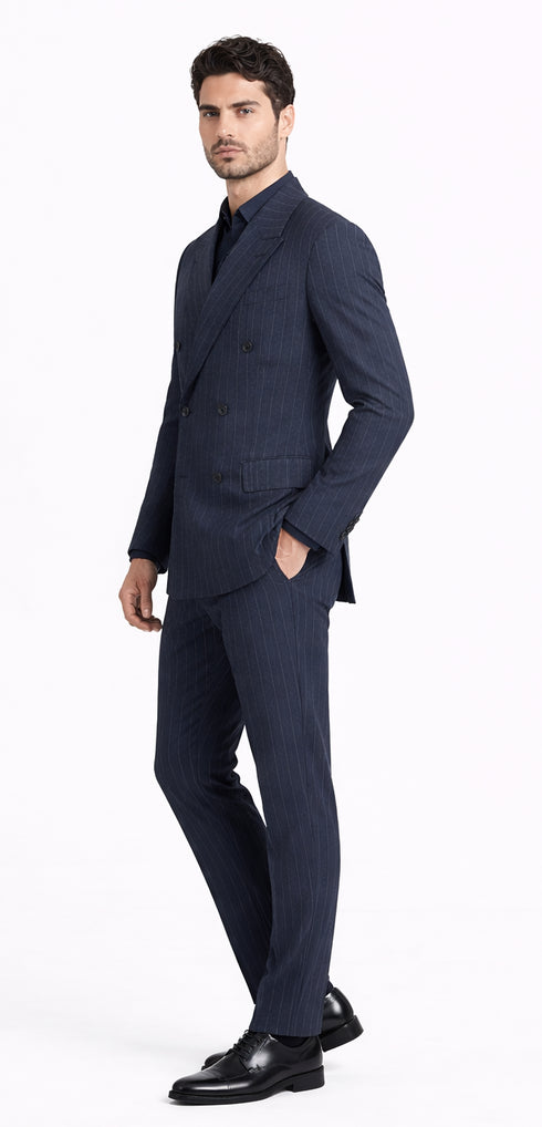 Kingsman Harrys Pinstriped Blue Double Breasted Suit